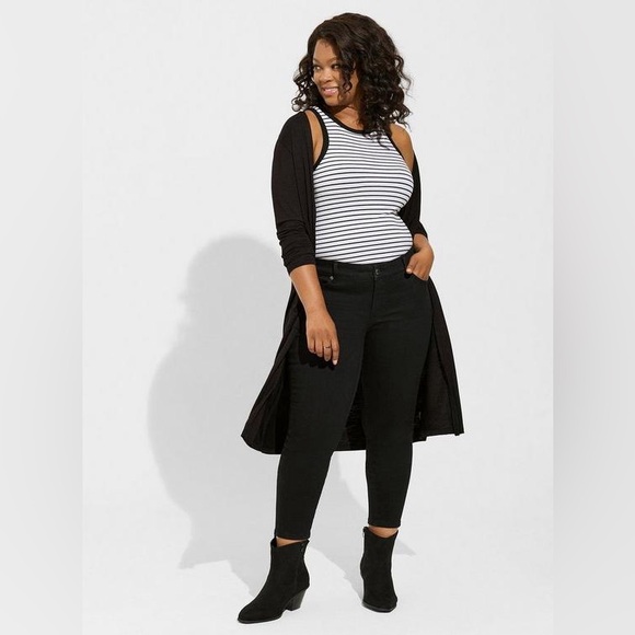 Torrid Perfect Skinny Ankle Vintage Stretch Mid-Rise Jean Black NWT Size 26 - Picture 2 of 3